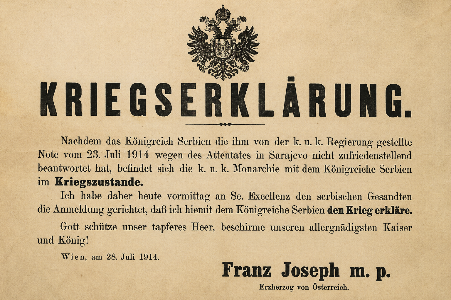 Austro-ugarska objava rata Srbiji