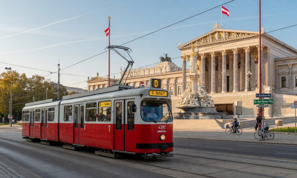 Tramvaj linije "D" ispred Parlamenta