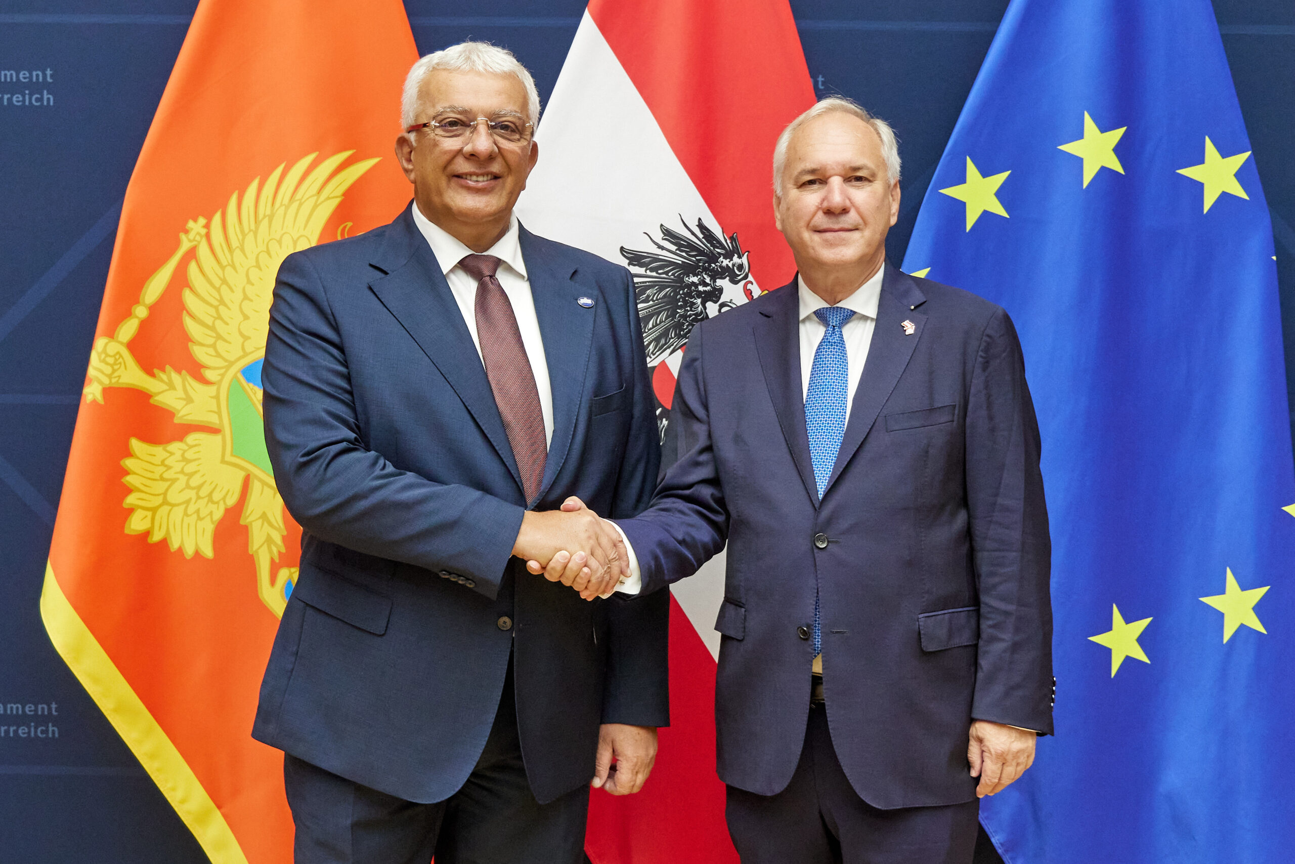Predsednik Skupštine Crne Gore Andrija Mandić sa predsednikom austrijskog parlamenta Walterom Rosenkranzom