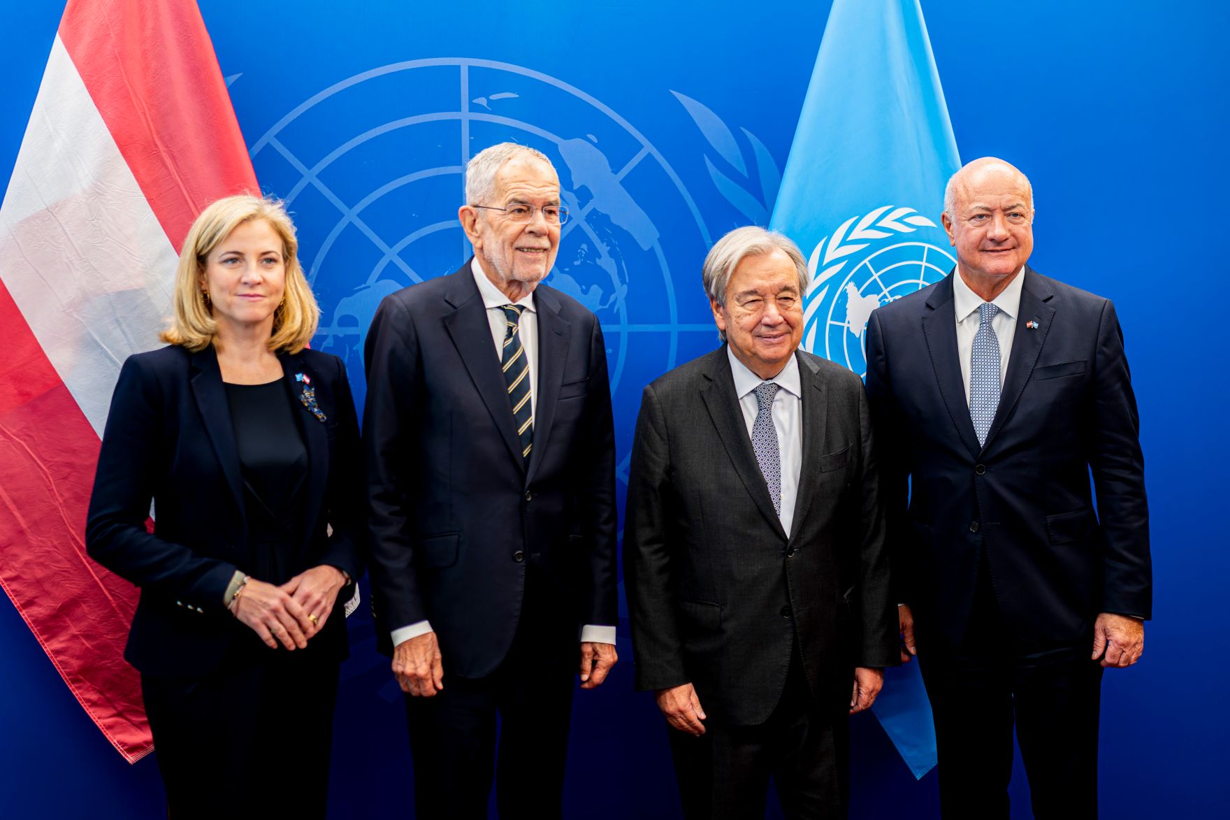 Beate Meinl-Reisinger, Alexander van der Bellen, Antonio Gutereš i Christian Stocker