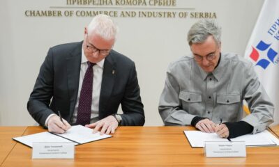 Predsednik Privredne komore Srbije (PKS) Marko Čadež i predsednik Olimpijskog komiteta Srbije (OKS) Dejan Tomašević
